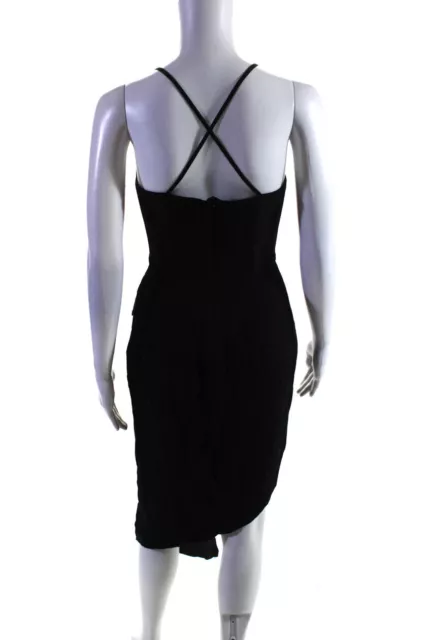 Michelle Mason Womens Asymmetrical Plunge Neck Sheath Dress Black Size 2 3