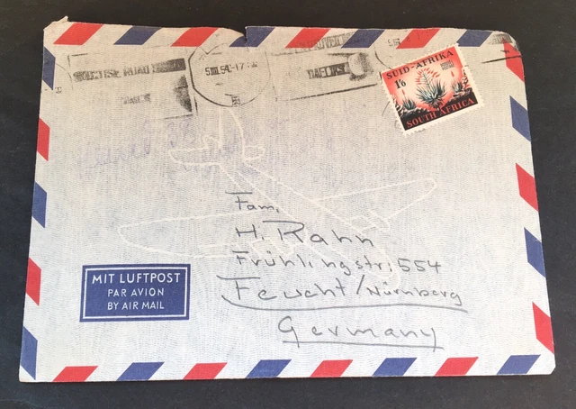1954 South Africa RSA - used airmail cover to Feucht Nuremberg - Michel No. 236
