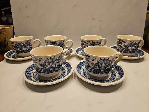 Biltons - Blue Willow - 4x Cup, Saucer, Bowl and Tea Plate - Vintage