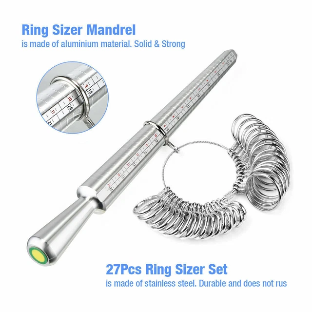 METAL RING SIZER Gauge Mandrel Finger Sizing Measuring Stick Standard