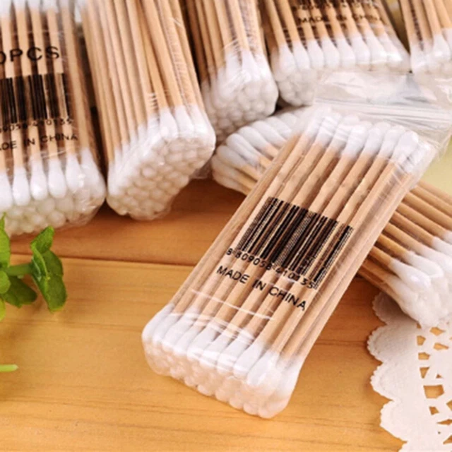 80x Makeup Cotton Swab Double Head Cotton Buds Wood Sticks Ears CleaningTooM.jh