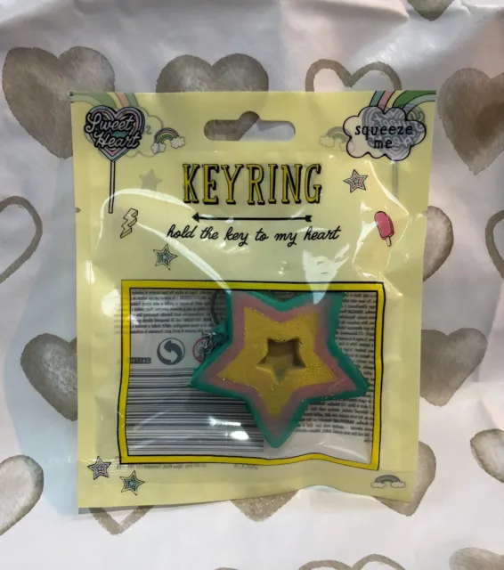 New Sweet Heart Squeeze Me Squishy Valentines Keyring - Star