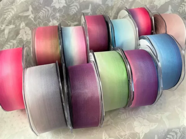 Eleganza OMBRE - 13 shaded colours - Valentine weddings - Wire Edge ribbon 38mm