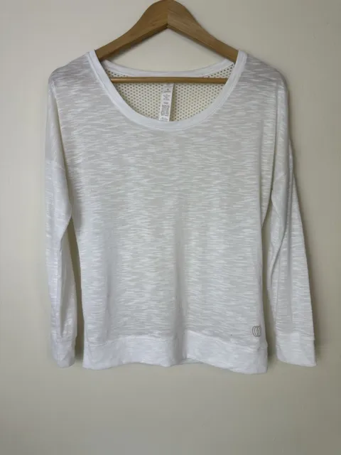 Balance Collection Womens Long Sleeve White Top Net Back Size S