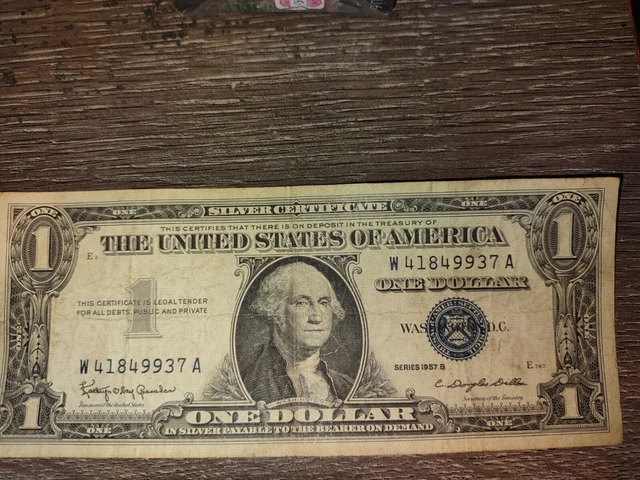 One Dollar Bill Silver Certificate Blue Seal Series 1957B