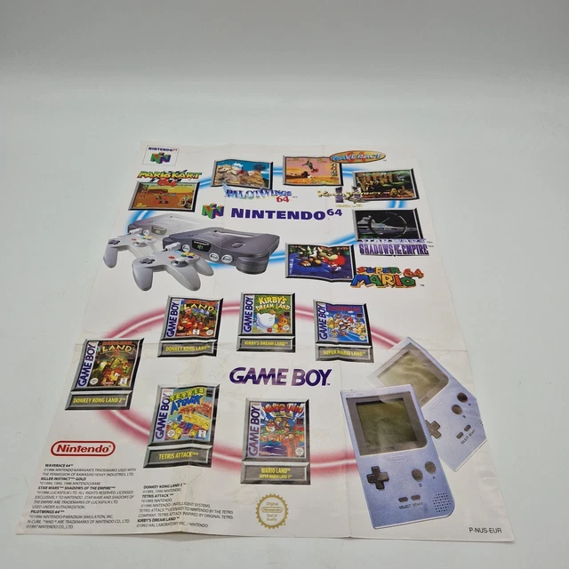 CARTEL VINTAGE NINTENDO 64 y Game Boy Super Mario Donkey Kong