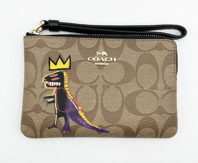 COACH X JEAN MICHEL Basquiat Corner Zip Wristlet Wallet Dinosaur