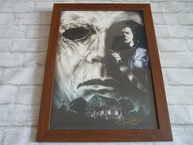A3 Framed geek gear original print signed by artist halloween michael myers