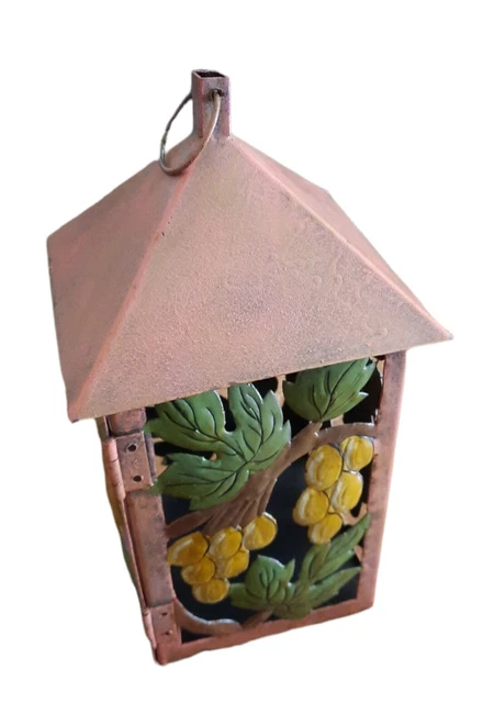 Beautiful Vintage Decorative Hanging Lantern Metal Candle Holder Rustic Leaves