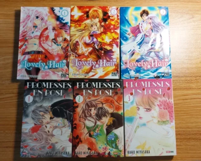 Lot De Shojos: "Promesses En Rose" (Tome 1 À 3) Et "Lovely Hair" (Tomes 1 À 3)