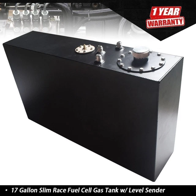 17 GALLON SLIM Race Fuel Cell Gas Tank w/ Level Sender TopFeed
