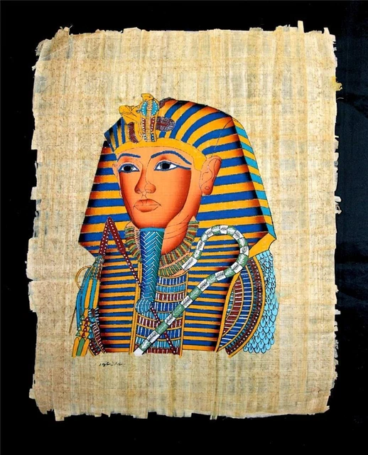 Vrai Papyrus Peint Main - Œuvre D'art Originale, Motif Maison Multicolore