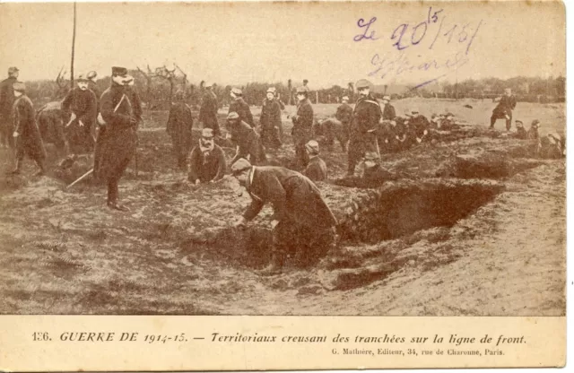 Carte Postale Guerre Militaire Guerre 1914 Territoriaux Creusant Des Tranchees