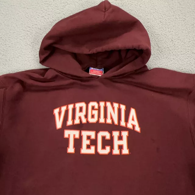 Virginia Tech Hokies Hoodie Adult Large Champion Sweater Sweatshirt Sewn