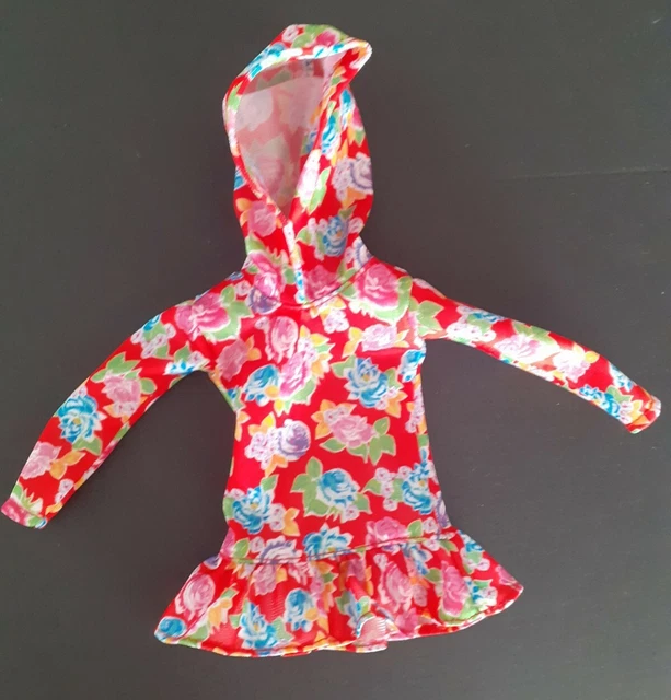 Barbie Doll Clothes. BMR1959 Red Floral Curvy Hoodie Dress. Fab! Fashionista.