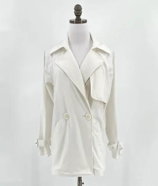 Michelle Mason Womens White Double Breasted Collared Long Sleeve Blazer Jacket