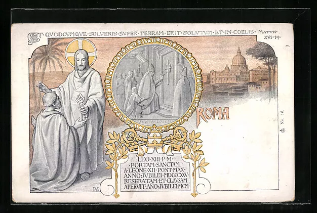 Ansichtskarte Roma, Papst Leo XIII., Christus, Vatikan