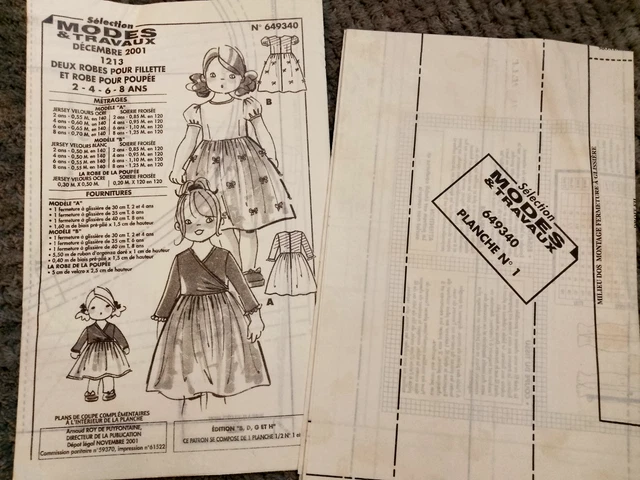 PATRON COUTURE POUPÉE Modes & Travaux Décembre 1983 Jean-Michel EUR 2