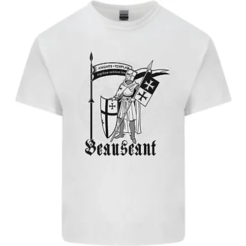 Knights Templar Beauseant St Georges Day Mens Cotton T-Shirt Tee Top
