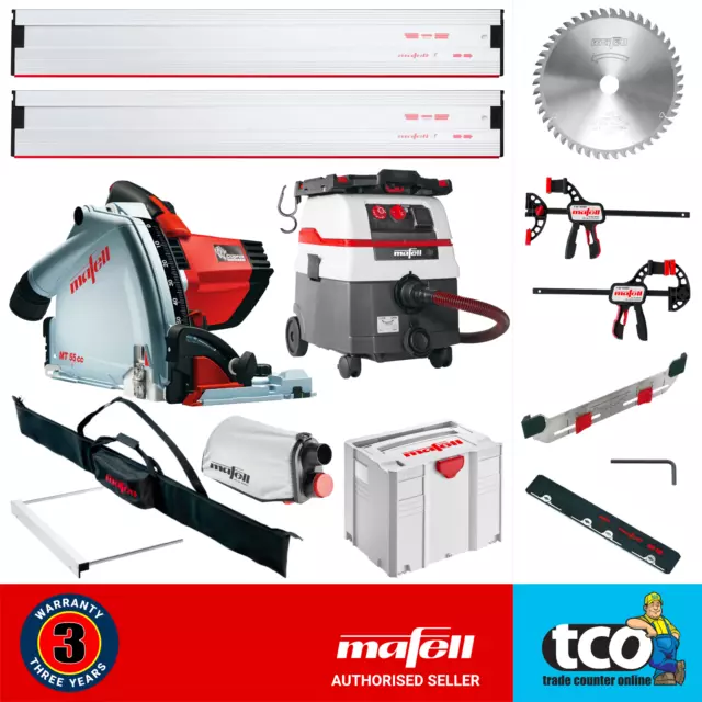 Mafell MT55cc Plunge-Cut Saw | Guide Rail F160 | Dust Extractor M | 230V