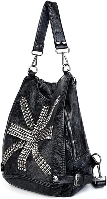 NWOT Black Union Jack Studded UK Flag Convertible Backpack Shoulder Bag Purse