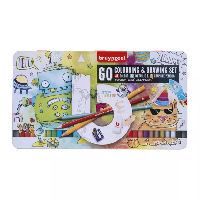Bruynzeel Small Artists Drawing and Colouring 60-Piece Set