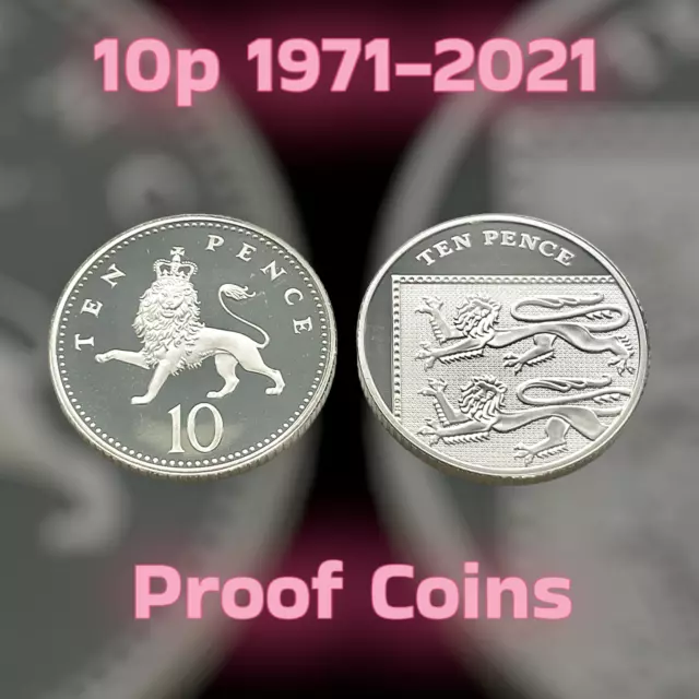 1971 - 2021 10p Ten Pence Proof Coins - Select Year - Royal Mint Coin Hunt