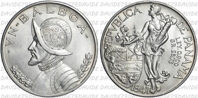 Balboa Mezza Panama Balboa 1947 Argento @ Molto Bella @ 
