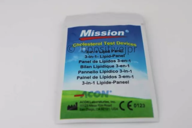 Dispositivos de prueba de colesterol Mission 3 en 1 (panel de lípidos) 50 tiras