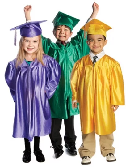 Childrens Graduation Gown & Hat Nursery 3-6 Years Colour Choir Costume With Cap