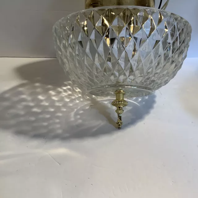 Vintage Pressed glass and Brass ceiling fixture