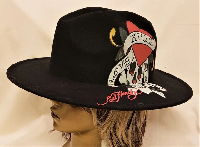 Ed Hardy Fedora Hat "Love Kills Slowly" Size-OS Black