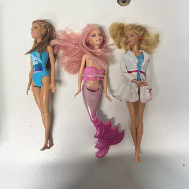 3 X  Barbie Doll Bundle Mattel Mermaid