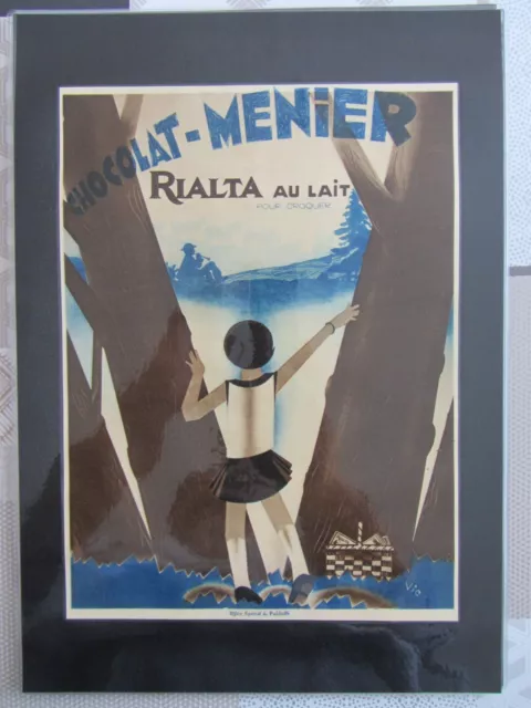 Ancienne publicité de magazine originale plastifiée "CHOCOLAT MENIER" de 1933