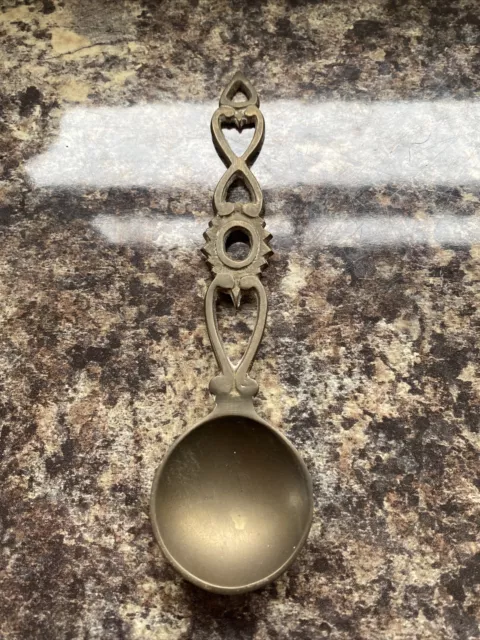 Vintage Rare Medium Size Brass Love Spoon  Wall Hanging Display￼ Collectible