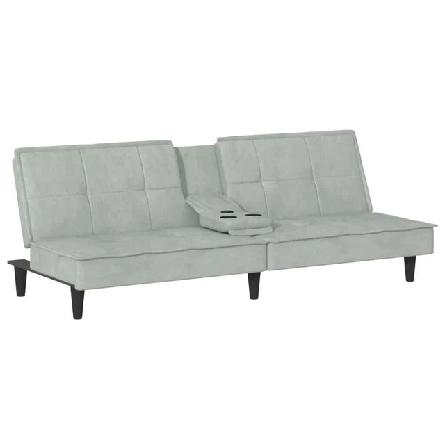 AX Divano Letto Ospiti Grigio Tavolino Portabicchieri 2USB Regolabile New 351920