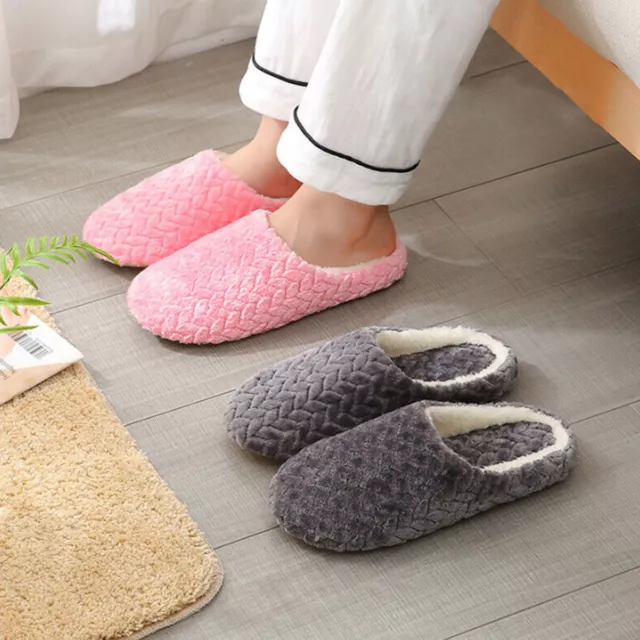 Men Ladies Women Slippers Slip On Winter Warm Bedroom House Shoes Size 5.0-8.5 2
