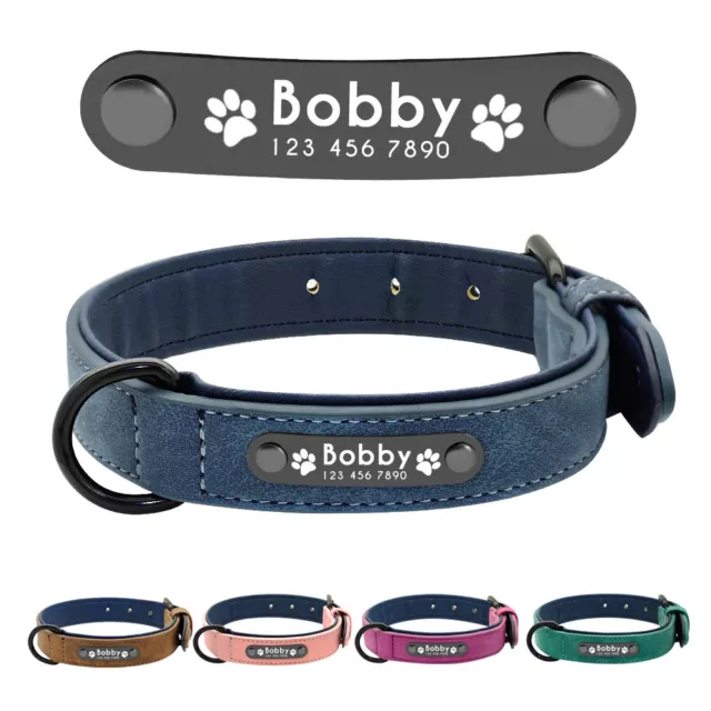 Collar de piel para perro grande suave Personalizable Collar grabado para perro