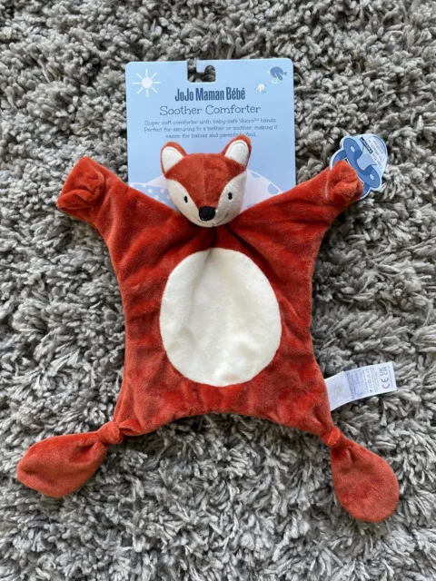 NEW JoJo Maman Bebe Fox Baby Soother Comforter Soft Hug Toy Blankie BNWT