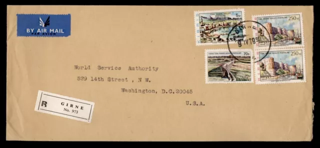 DR WHO 1979 CYPRUS REGISTERED AIRMAIL GIRNE TO USA j72747