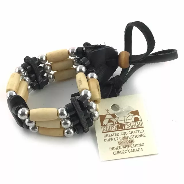 ref BRAO3 NOIR HURON Bracelets AMERINDIEN HURON 5 Nations Canada