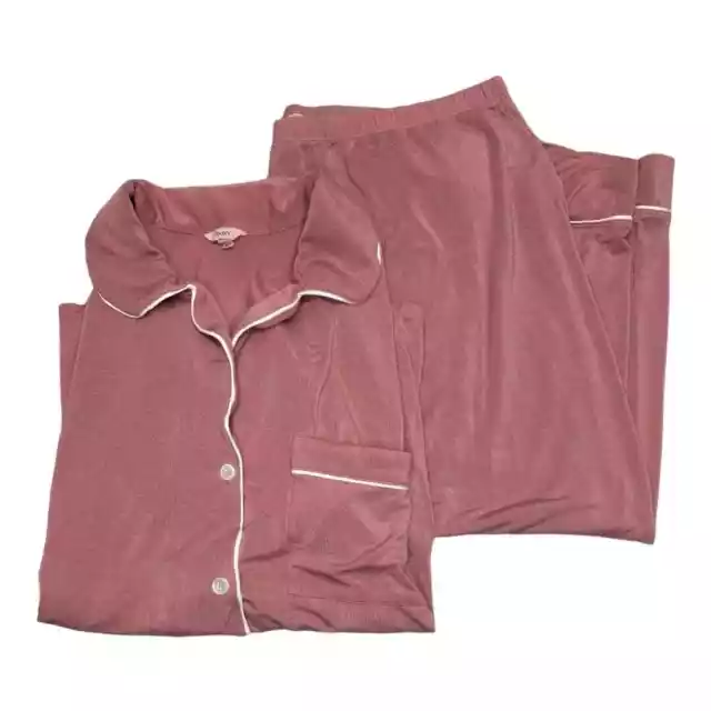 Eberjey Gisele Tencel Modal Short Sleeve Pajama Set 2 Piece Pink L