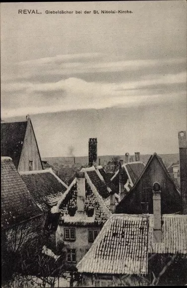 Ak Tallinn Reval Estland, Giebeldächer bei der St. Nicolai-Kirche - 3265586