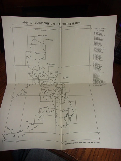 Index To 1:250,000 Sheets Of The Philippine Islands 1947 29H Engr Base