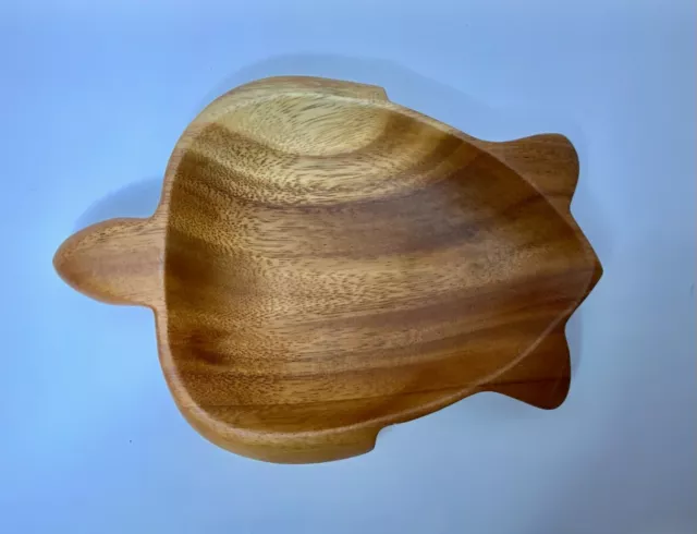 Sea Turtle Monkey Pod Wood Trinket Condiment Dish Bowl