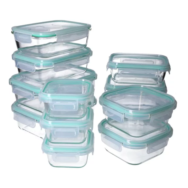 Juegos de recipientes de vidrio para alimentos con tapas hermético de 4-clic