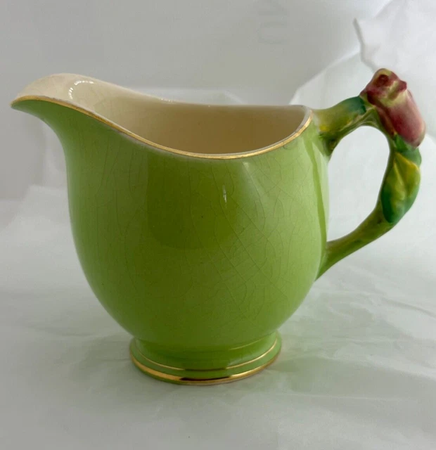 Royal Winton Grimwades 1940s Green Rosebud Handle Milk Jug - 10.5cm