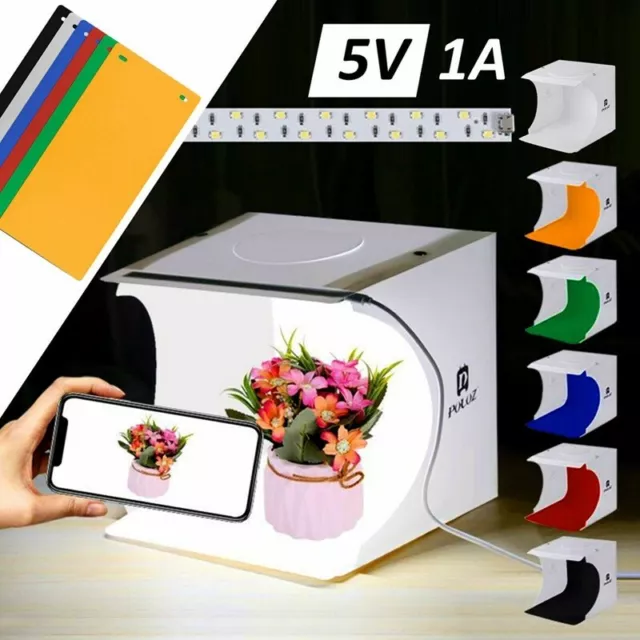 Light Box Photo Studio LED Mini Box Photography LED Tent Kit with Backdrop Cube