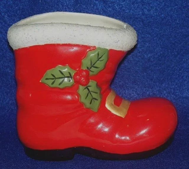 Vtg Lefton Japan Glittered Ceramic Christmas Santa Claus Boot Decoration B6