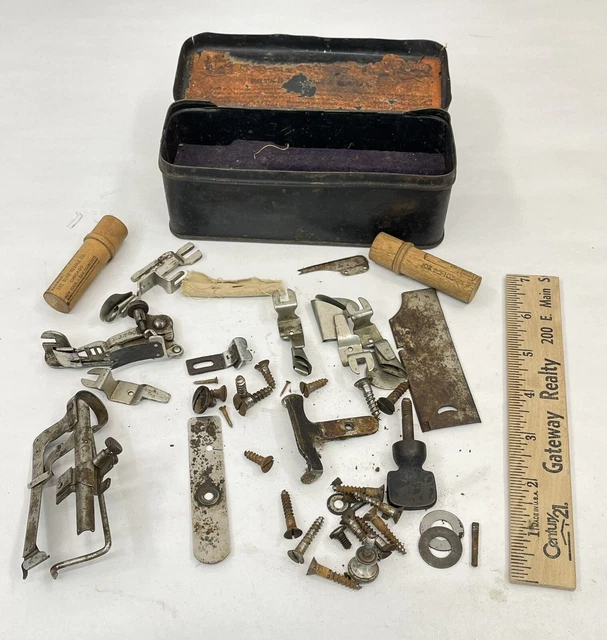 Champion Treadle Sewing Machine Lot of Attachments, Screws, Etc